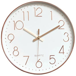Minimalist Wall Clock with Clean Dial Nordic Living Room & Bedroom Clock Muted Quartz Movement 3 Colors 11.8in - Rose