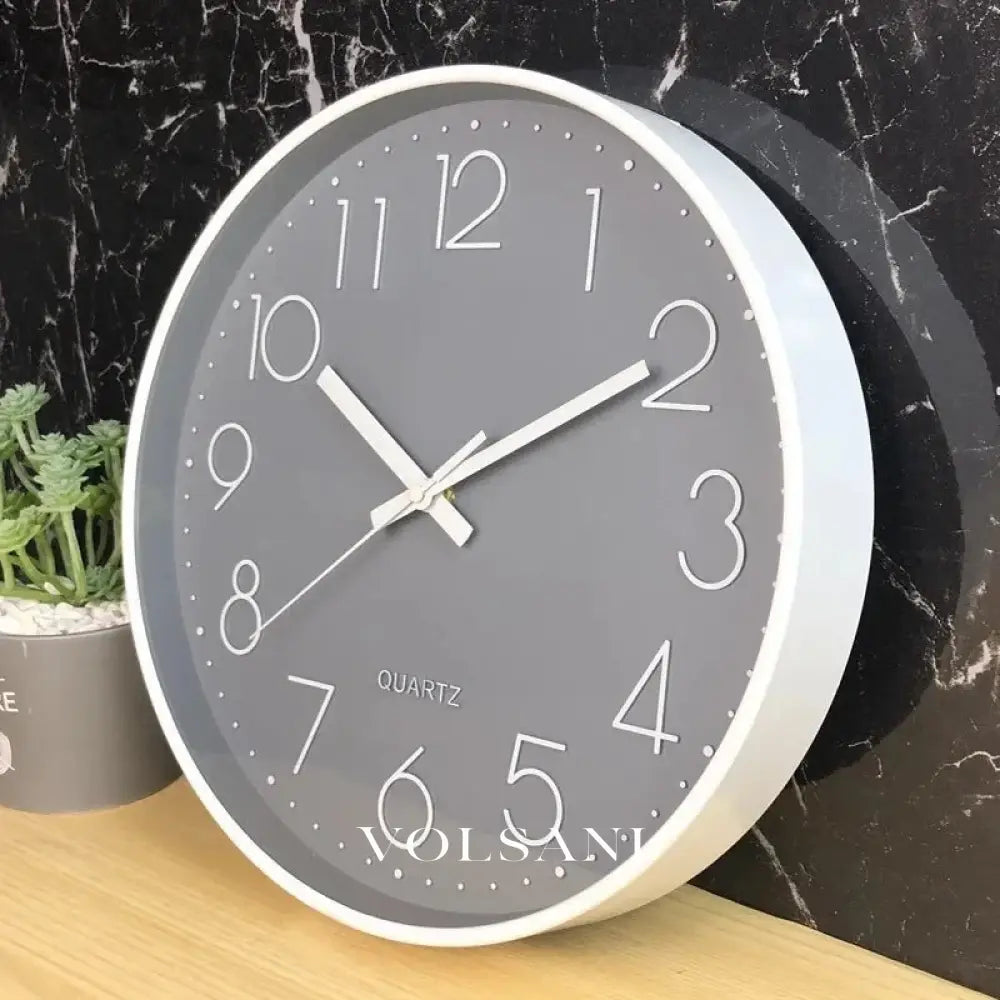 Minimalist Wall Clock with Clean Dial Nordic Living Room & Bedroom Clock Muted Quartz Movement 3 Colors 11.8in - White