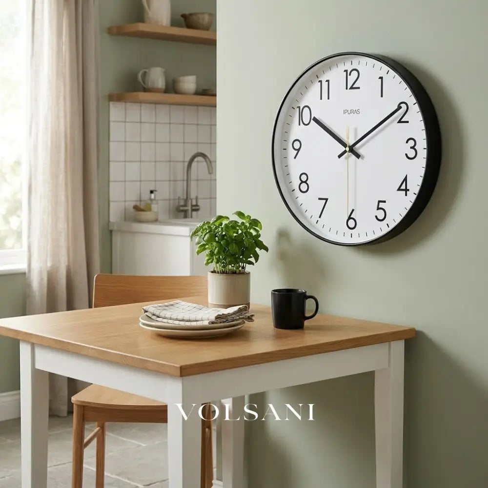 Minimalist Wall Clock with Glass Face Nordic Living Room & Bedroom Clock Non Ticking Silent Quartz 3 Colors 9.8-13.8in