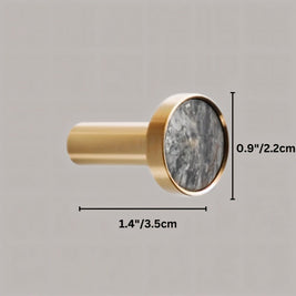 Natural Marble Cabinet Knobs, Nordic Kitchen & Wardrobe Cabinet Hardware, Brass Base, Set of 2 in 5 Patterns, 0.9-1.6in