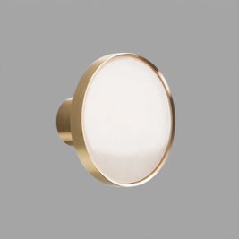 Natural Marble Cabinet Knobs, Nordic Kitchen & Wardrobe Cabinet Hardware, Brass Base, Set of 2 in 5 Patterns, 0.9-1.6in