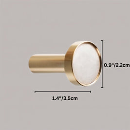 Natural Marble Cabinet Knobs, Nordic Kitchen & Wardrobe Cabinet Hardware, Brass Base, Set of 2 in 5 Patterns, 0.9-1.6in