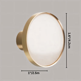 Natural Marble Cabinet Knobs, Nordic Kitchen & Wardrobe Cabinet Hardware, Brass Base, Set of 2 in 5 Patterns, 0.9-1.6in