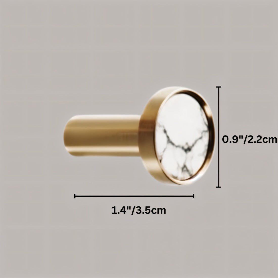 Natural Marble Cabinet Knobs, Nordic Kitchen & Wardrobe Cabinet Hardware, Brass Base, Set of 2 in 5 Patterns, 0.9-1.6in
