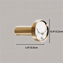 Natural Marble Cabinet Knobs, Nordic Kitchen & Wardrobe Cabinet Hardware, Brass Base, Set of 2 in 5 Patterns, 0.9-1.6in