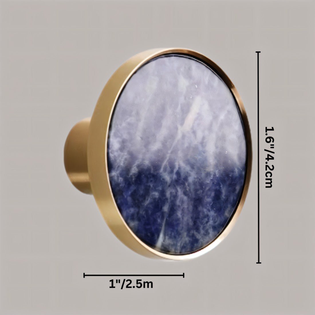 Natural Marble Cabinet Knobs, Nordic Kitchen & Wardrobe Cabinet Hardware, Brass Base, Set of 2 in 5 Patterns, 0.9-1.6in