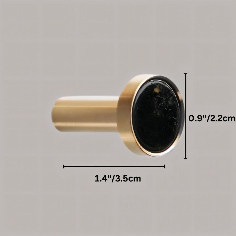 Natural Marble Cabinet Knobs, Nordic Kitchen & Wardrobe Cabinet Hardware, Brass Base, Set of 2 in 5 Patterns, 0.9-1.6in