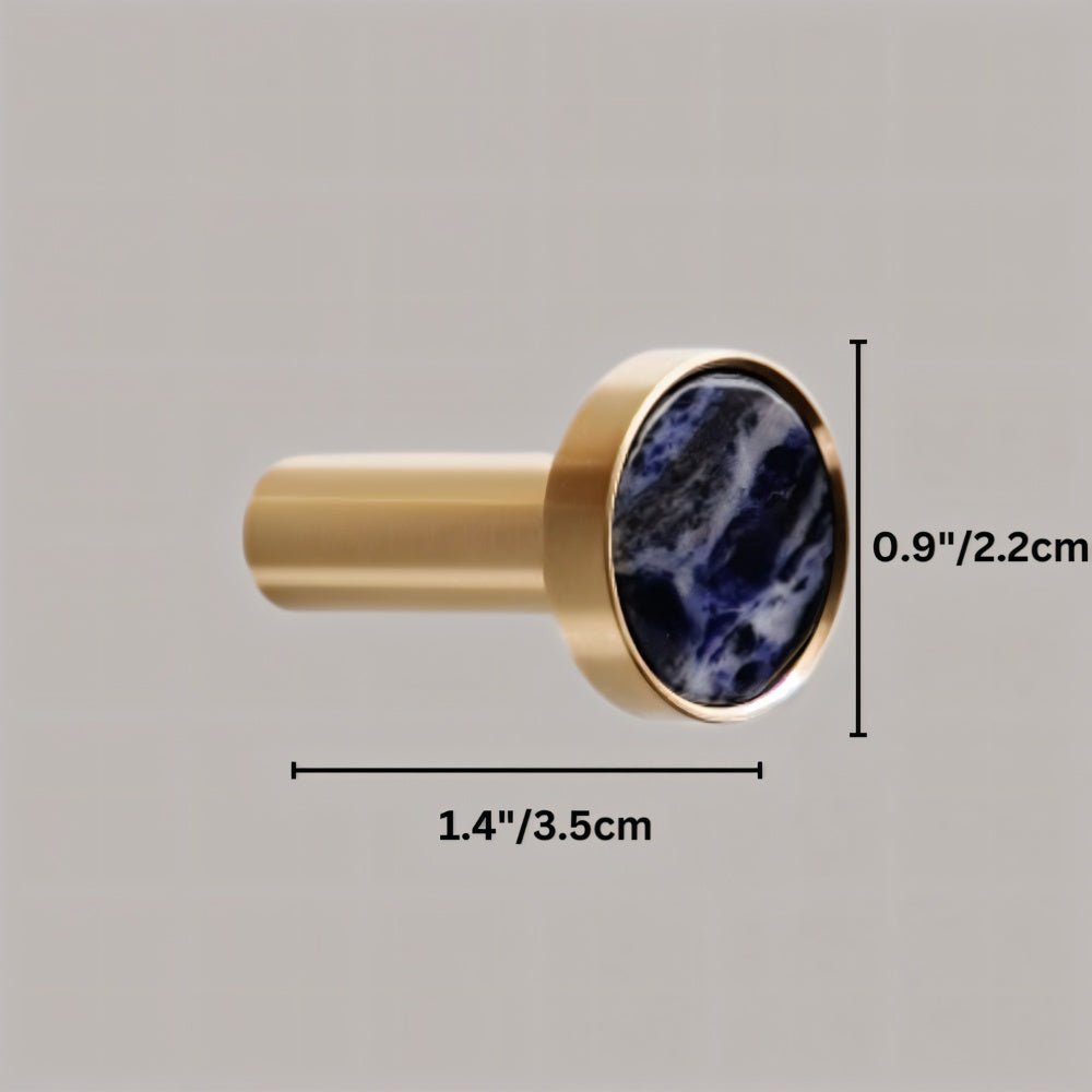 Natural Marble Cabinet Knobs, Nordic Kitchen & Wardrobe Cabinet Hardware, Brass Base, Set of 2 in 5 Patterns, 0.9-1.6in