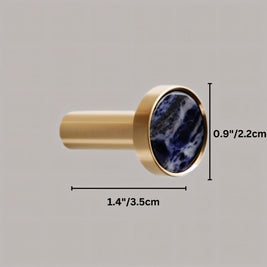 Natural Marble Cabinet Knobs, Nordic Kitchen & Wardrobe Cabinet Hardware, Brass Base, Set of 2 in 5 Patterns, 0.9-1.6in