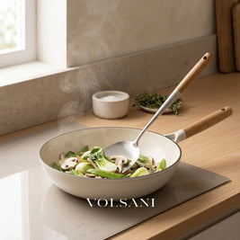 MIRTHE: RVS Wokgerei – 4-delige Set met Houten Handvatten - Volsani