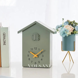 Modern Cuckoo Clock with Bird Chime Wall & Shelf Living Room Clock Hourly Call with Night Silence 5 Colors 9.8in