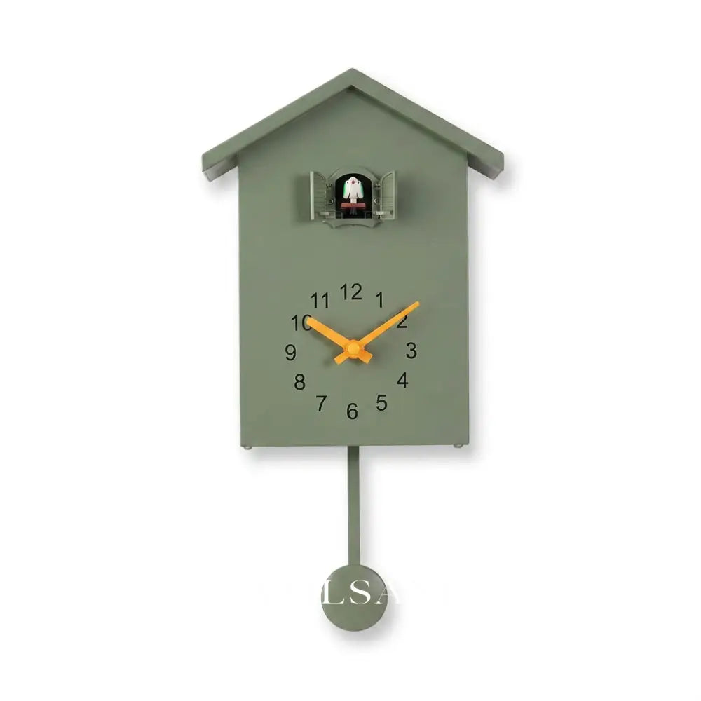 TIJN modern cuckoo clock in green on white background