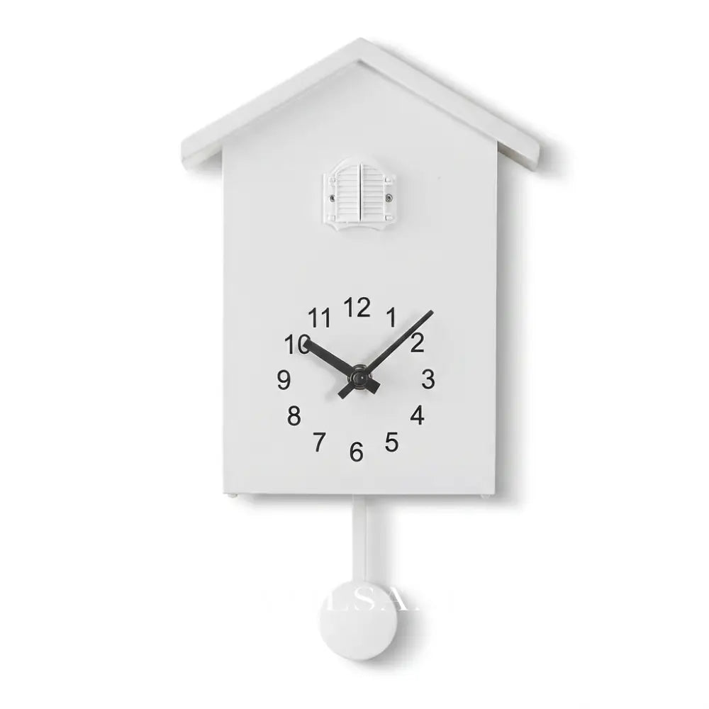 TIJN modern cuckoo clock in white on white background