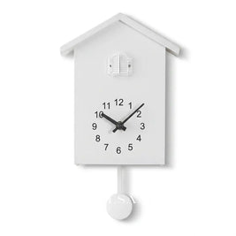 TIJN modern cuckoo clock in white on white background