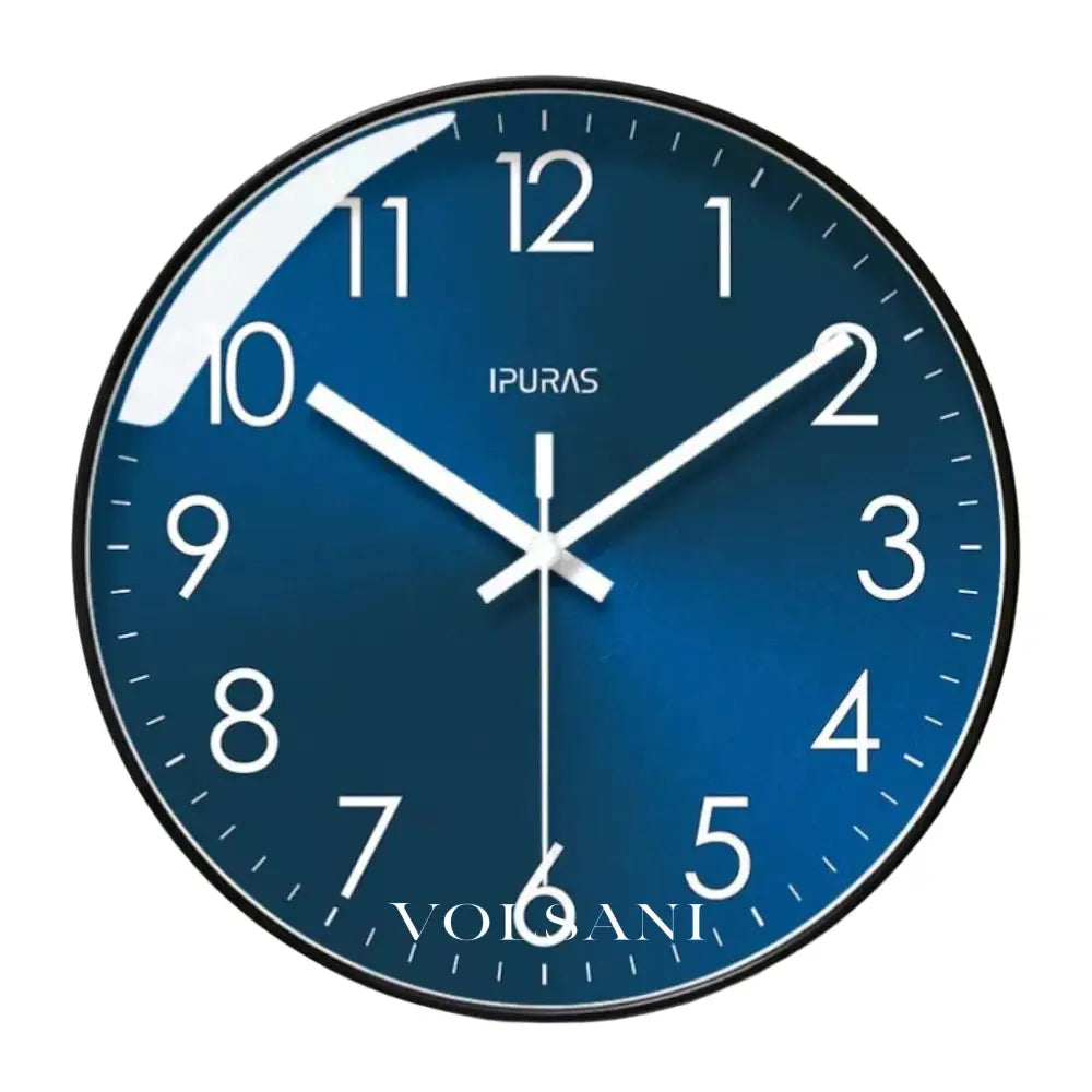 Modern Wall Clock with Blue Dial Scandinavian Living Room & Office Clock Non Ticking Silent Sweep 2 Sizes 9.8-11.8in