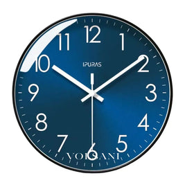 Modern Wall Clock with Blue Dial Scandinavian Living Room & Office Clock Non Ticking Silent Sweep 2 Sizes 9.8-11.8in