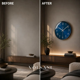 Modern Wall Clock with Blue Dial Scandinavian Living Room & Office Clock Non Ticking Silent Sweep 2 Sizes 9.8-11.8in