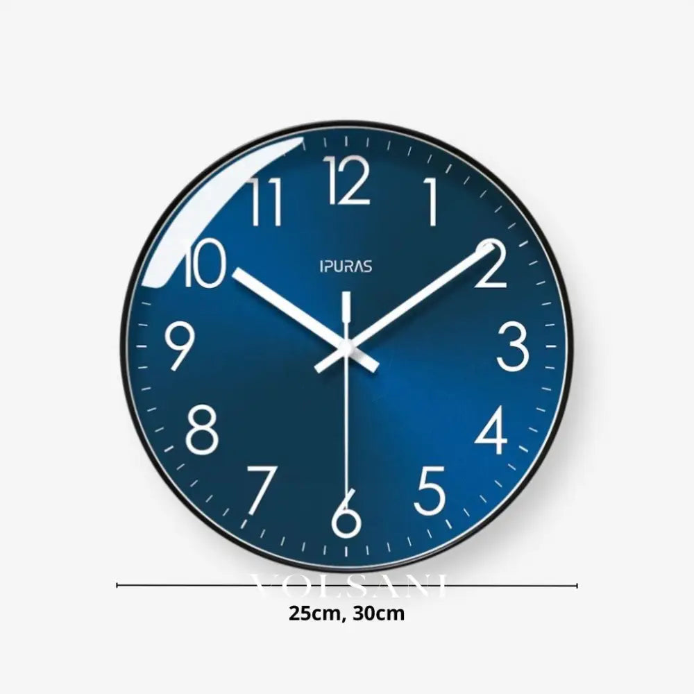 Modern Wall Clock with Blue Dial Scandinavian Living Room & Office Clock Non Ticking Silent Sweep 2 Sizes 9.8-11.8in