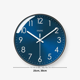 Modern Wall Clock with Blue Dial Scandinavian Living Room & Office Clock Non Ticking Silent Sweep 2 Sizes 9.8-11.8in