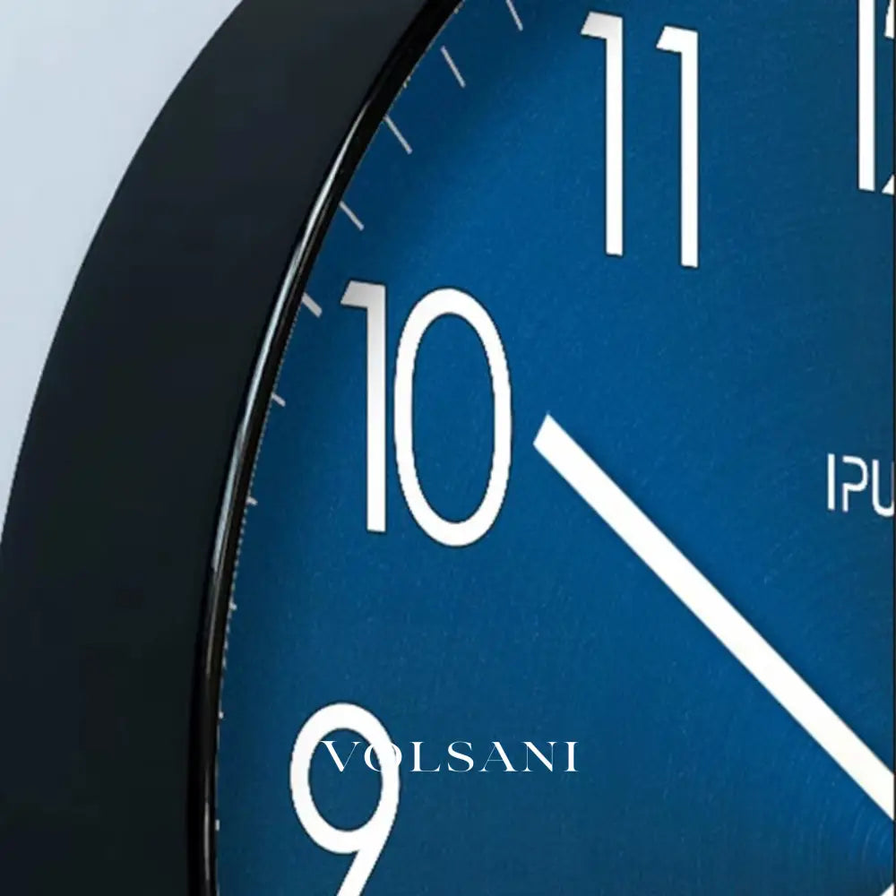 Modern Wall Clock with Blue Dial Scandinavian Living Room & Office Clock Non Ticking Silent Sweep 2 Sizes 9.8-11.8in