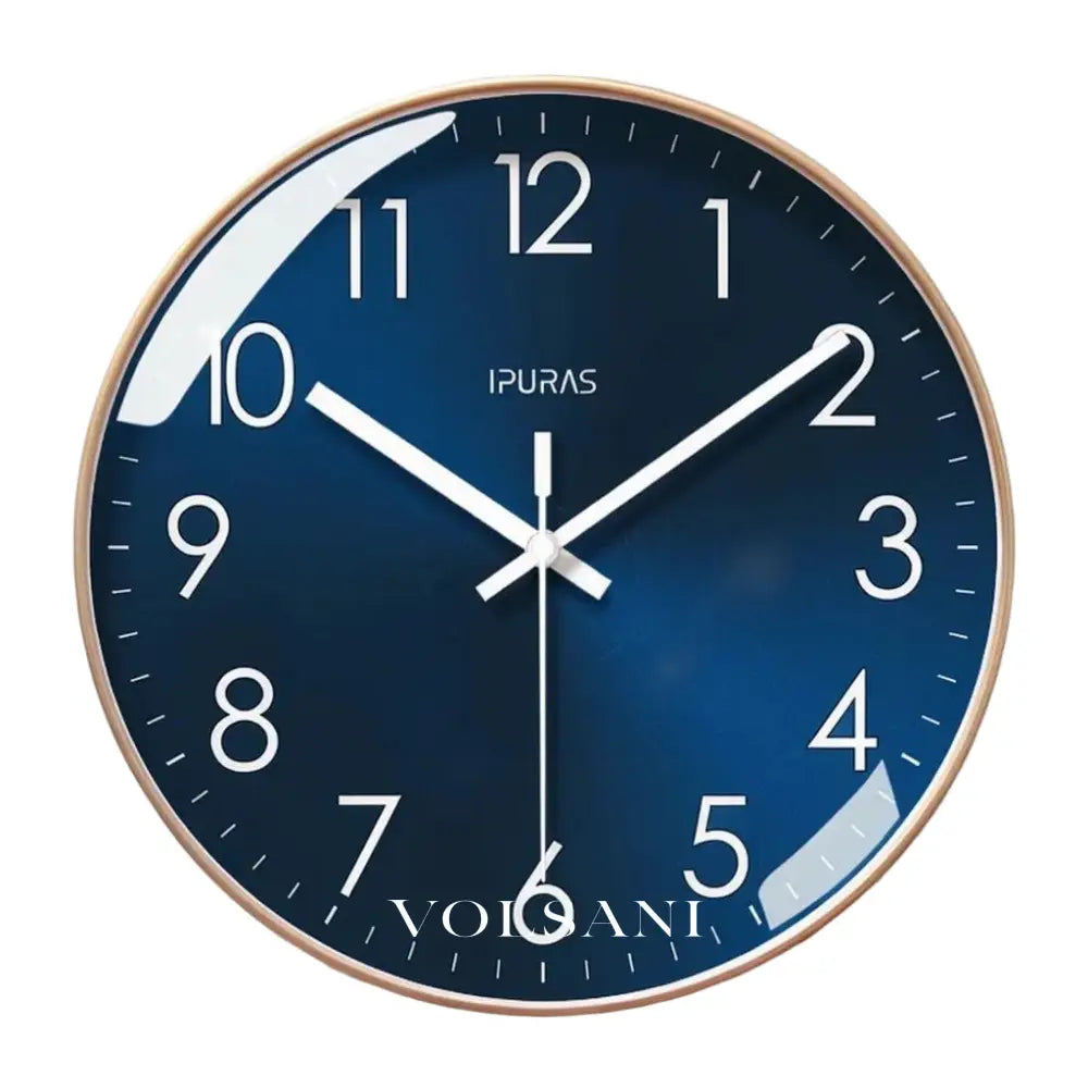 Modern Wall Clock with Blue Dial Scandinavian Living Room & Office Clock Non Ticking Silent Sweep 2 Sizes 9.8-11.8in
