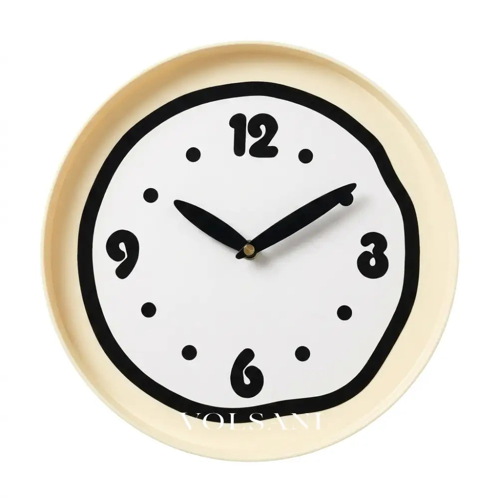 Modern Wall Clock with Cream Dial Minimalist Living Room & Kitchen Clock No Numerals Black or Red 10.6in - Black