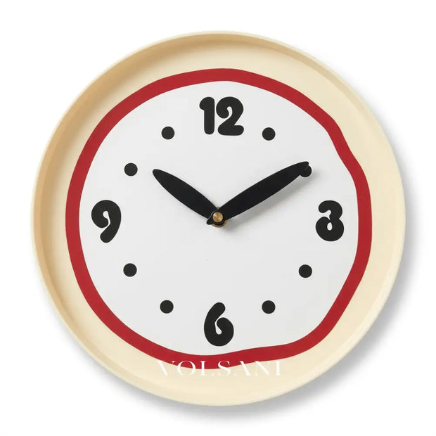 MILO minimalist wall clock in red on white background
