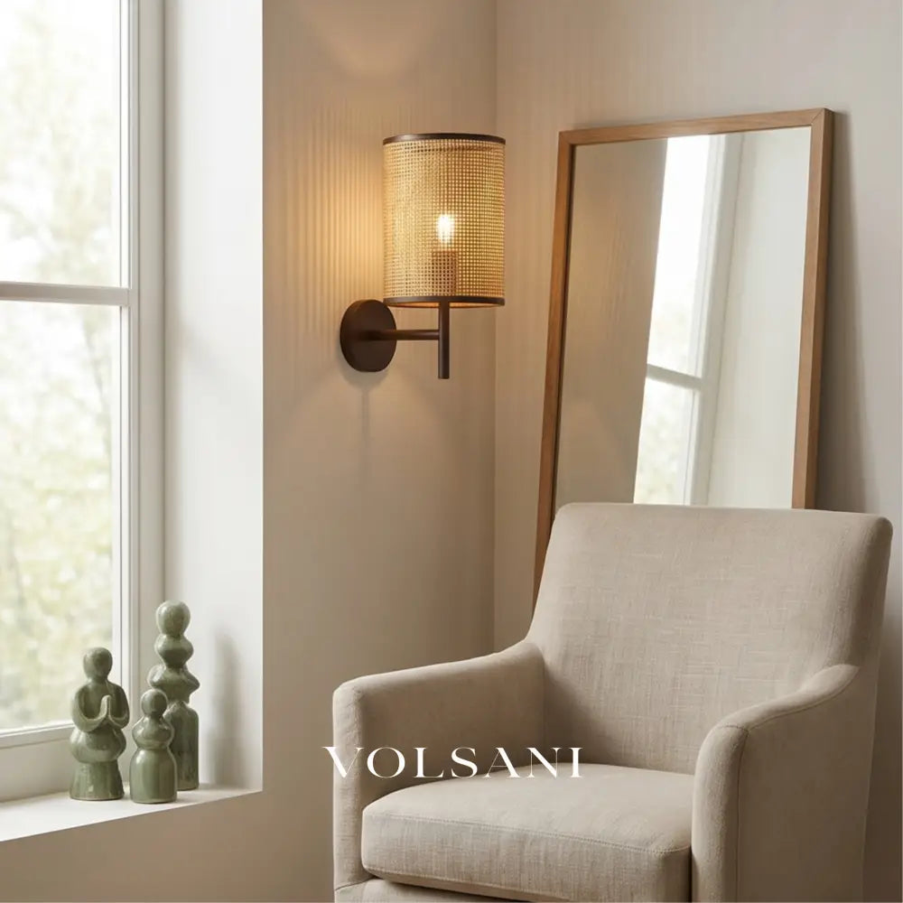 NAGI: Rotan Wandlamp in Wabi-Sabi Stijl - Volsani