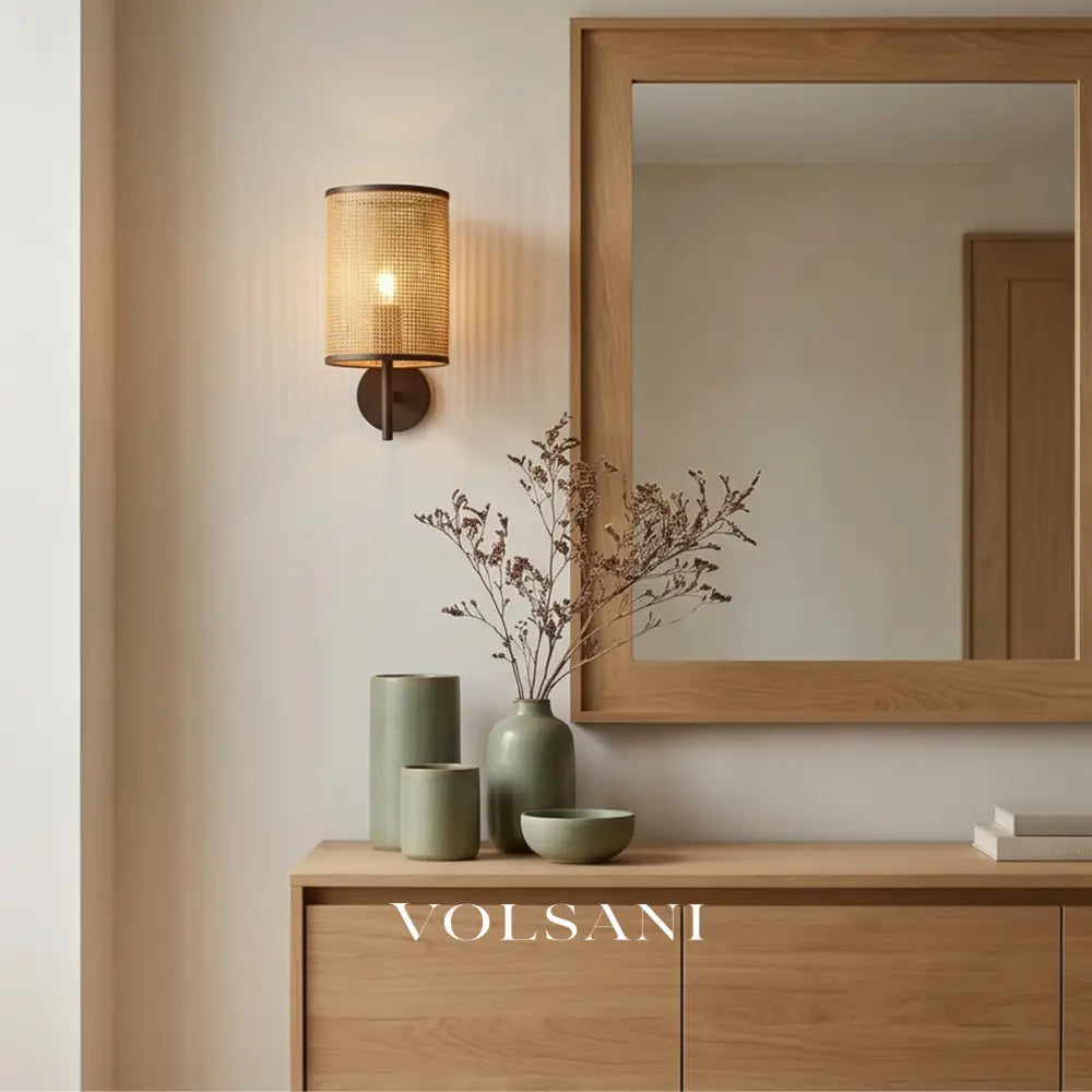 NAGI: Rotan Wandlamp in Wabi-Sabi Stijl - Volsani