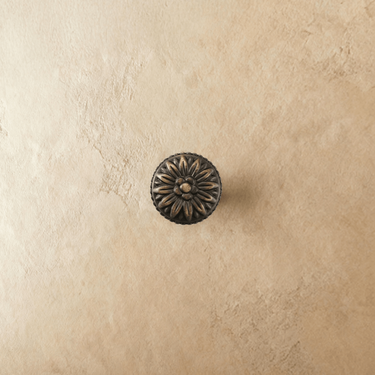 Solid Brass Carved Floral Cabinet Knobs, Vintage Kitchen & Dresser Hardware, Antique Finish, Set of 2 in Gold or Bronze, 1 x 0.9in