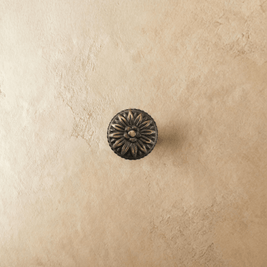 Solid Brass Carved Floral Cabinet Knobs, Vintage Kitchen & Dresser Hardware, Antique Finish, Set of 2 in Gold or Bronze, 1 x 0.9in