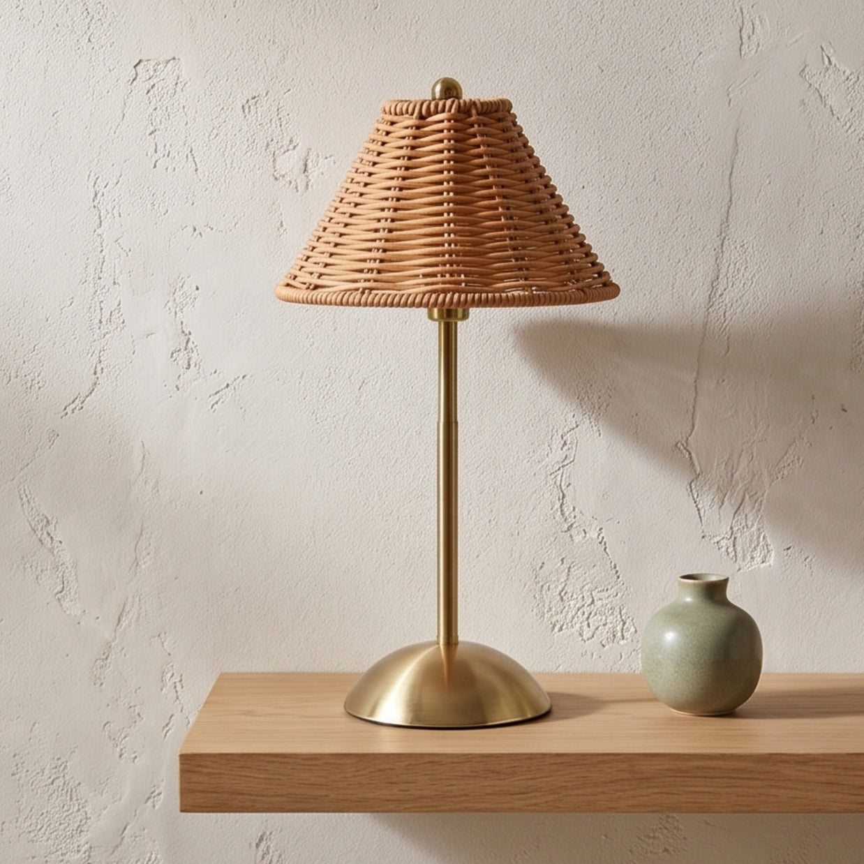 NAOKI: Draadloze Rotan Tafellamp