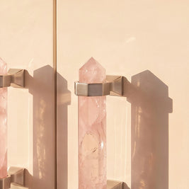 Natural Crystal Cabinet Knobs & Drawer Pull Bars, Modern Kitchen & Dresser Hardware, Chrome & Brass-Finish, Set of 2, 2.7-3.7in