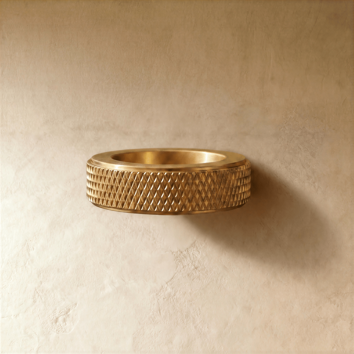 Brass Knurled Cabinet Knobs, Modern Kitchen & Wardrobe Hardware, Polished Golden Finish, Set of 2, 1.9 x 0.3in