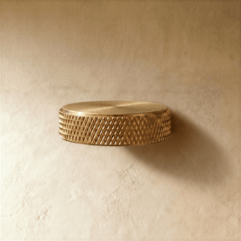 Brass Knurled Cabinet Knobs, Modern Kitchen & Wardrobe Hardware, Polished Golden Finish, Set of 2, 1.9 x 0.3in