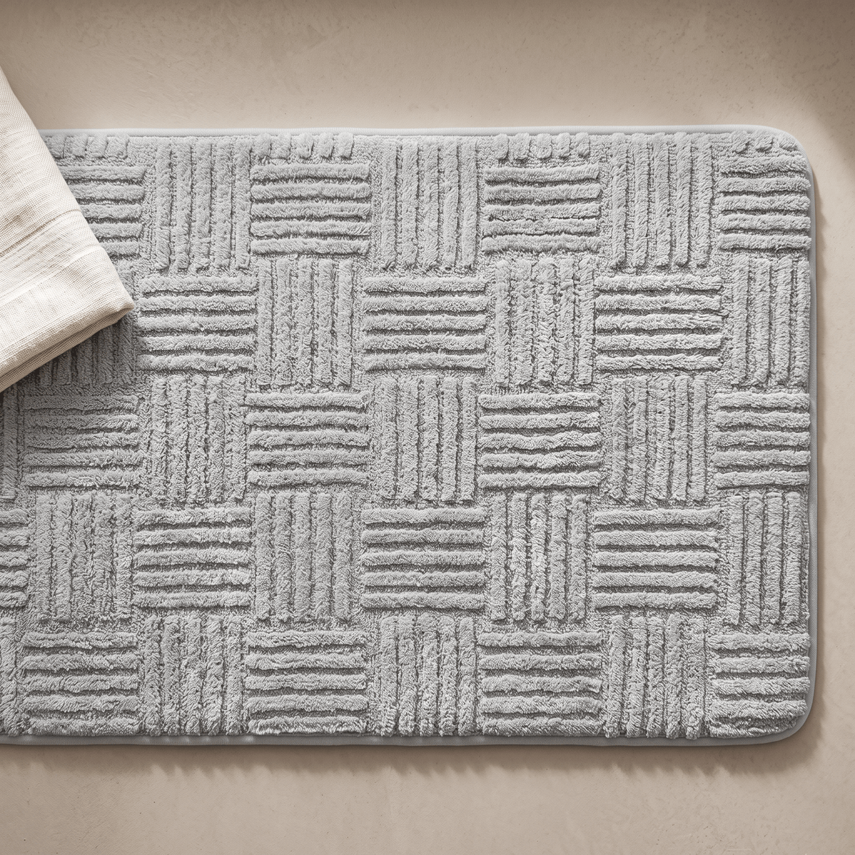 NORE: Gestreepte Badmat – Zacht Katoenfluweel & Antislip - Volsani