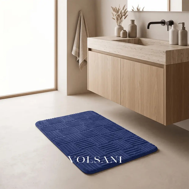 NORE: Gestreepte Badmat – Zacht Katoenfluweel & Antislip - Volsani