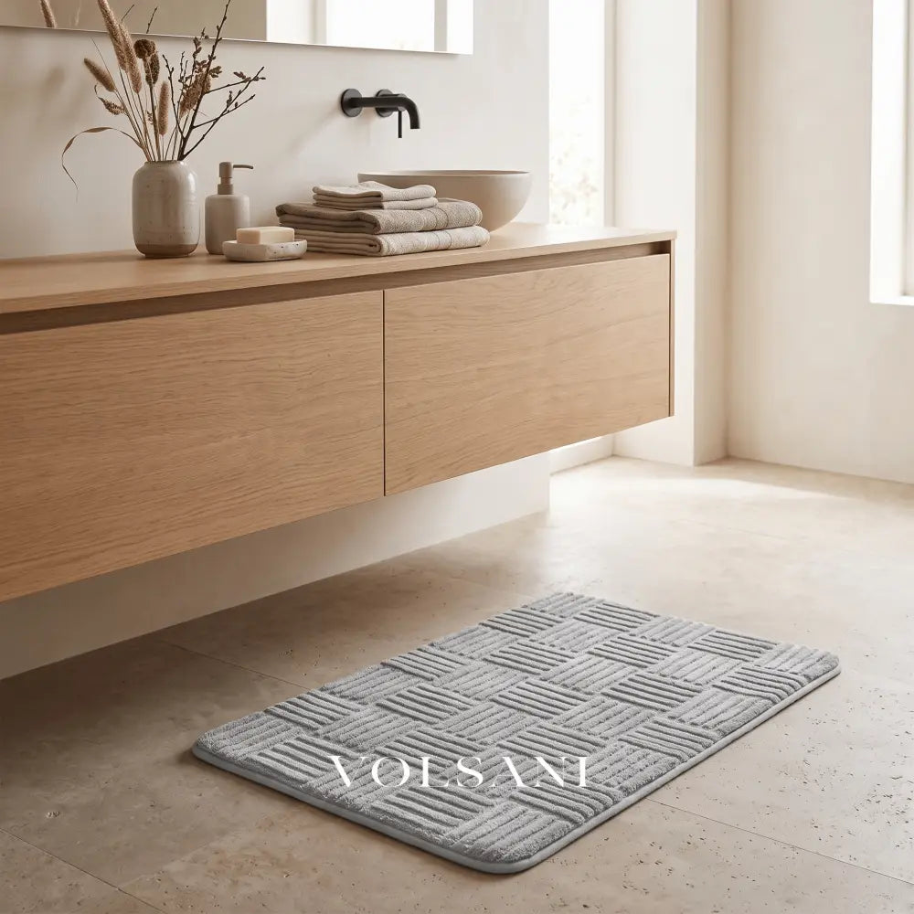 NORE: Gestreepte Badmat – Zacht Katoenfluweel & Antislip - Volsani