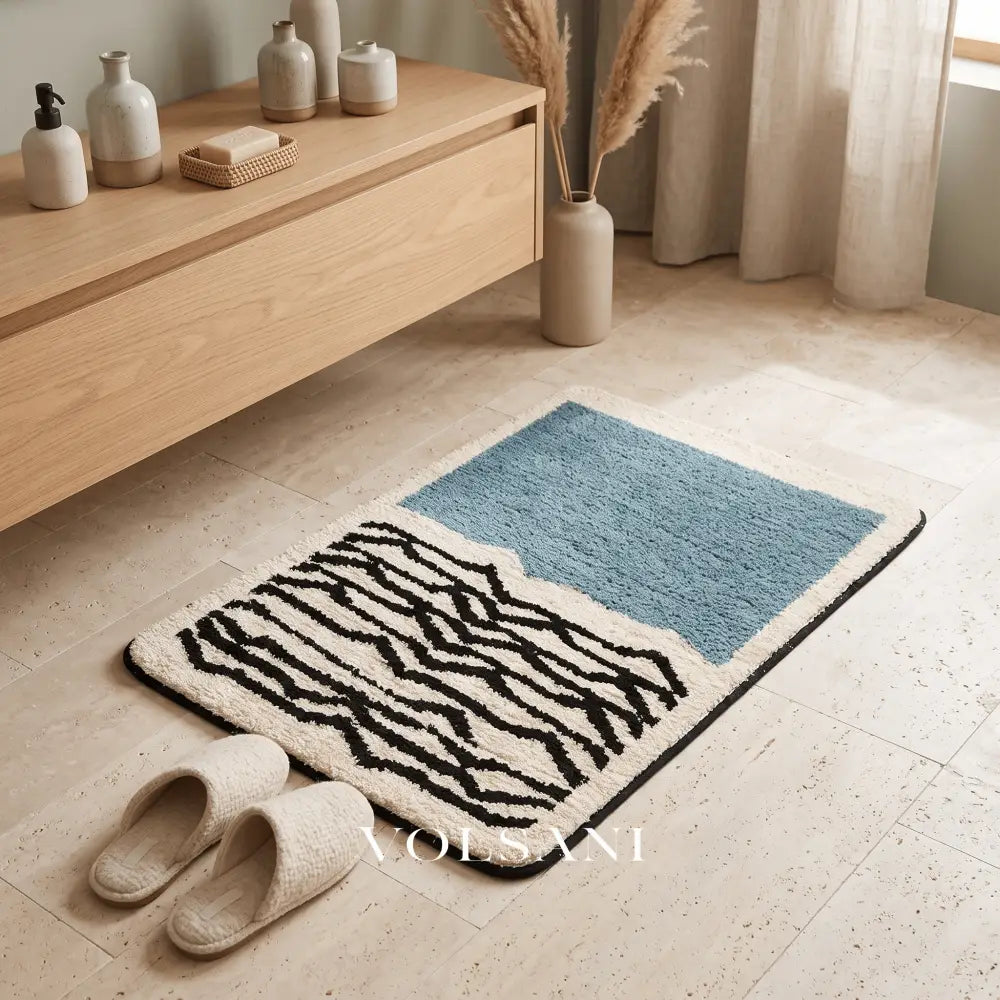 NYNKE: Abstracte Badmat – Antislip & Machinewasbaar (Scandinavisch) - Volsani