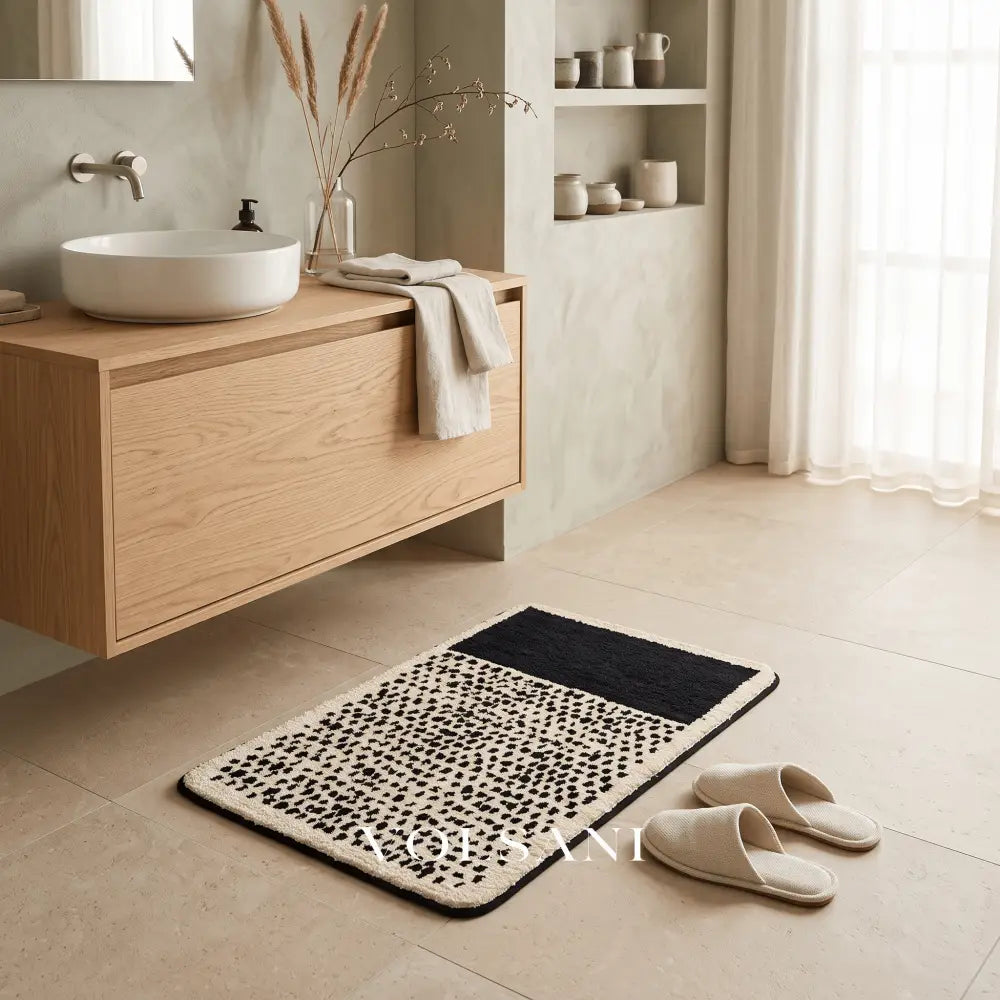 NYNKE: Abstracte Badmat – Antislip & Machinewasbaar (Scandinavisch) - Volsani