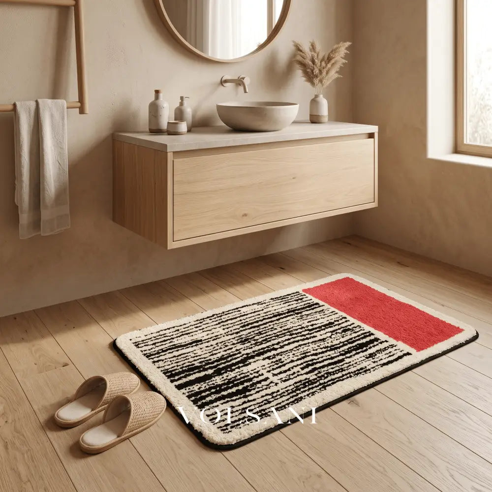 NYNKE: Abstracte Badmat – Antislip & Machinewasbaar (Scandinavisch) - Volsani