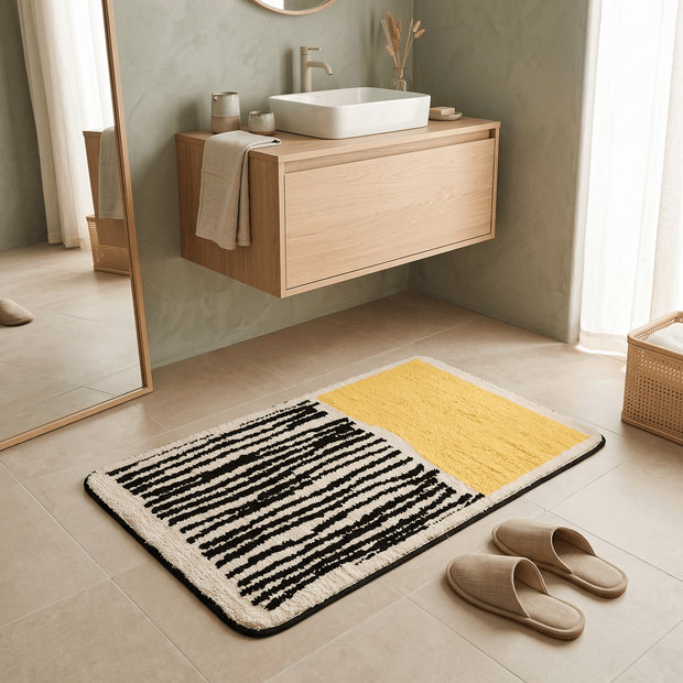 NYNKE: Abstracte Badmat – Antislip & Machinewasbaar (Scandinavisch) - Volsani