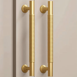 Solid Brass Cabinet Knobs & Pull Bars, Industrial Kitchen & Vanity Hardware, Grooved Textured Grip, Set of 2 in 8 Sizes, 1.1-10in