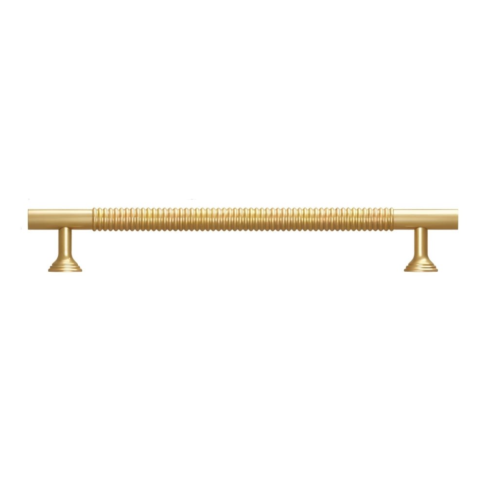 Solid Brass Cabinet Knobs & Pull Bars, Industrial Kitchen & Vanity Hardware, Grooved Textured Grip, Set of 2 in 8 Sizes, 1.1-10in