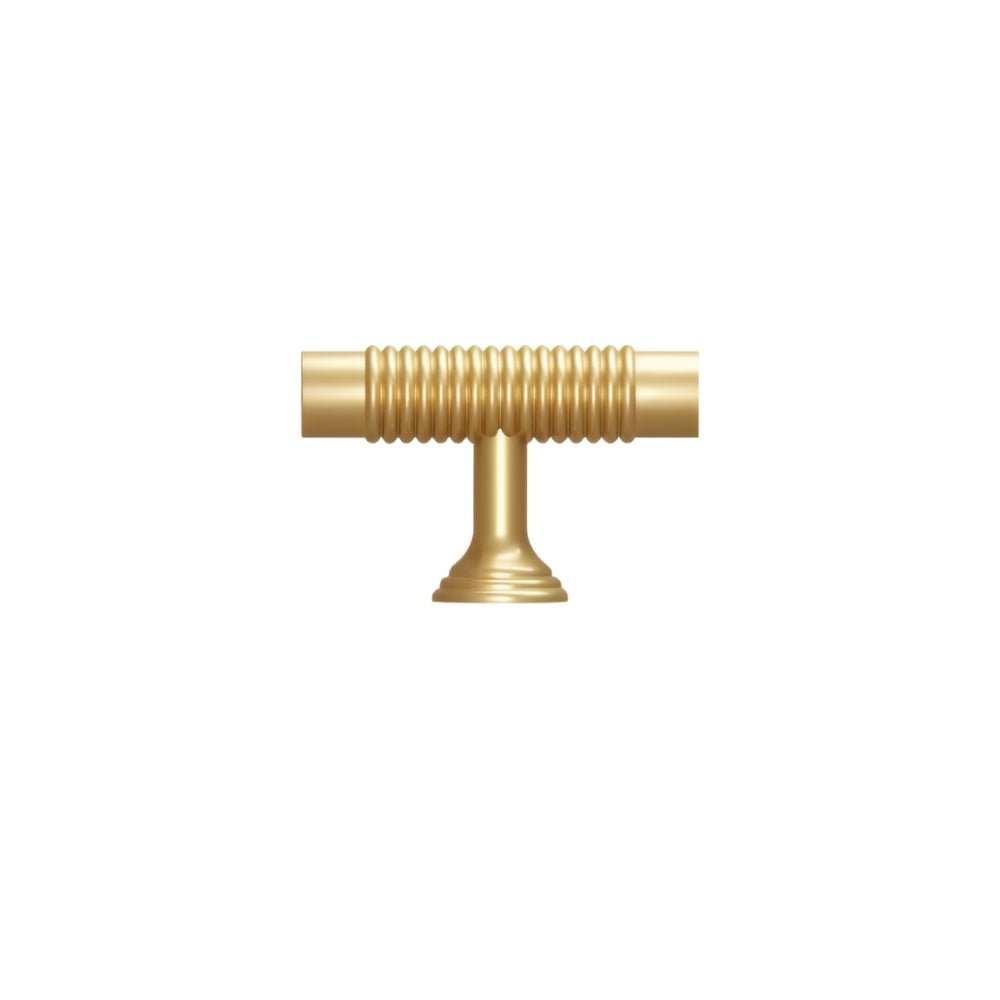 Solid Brass Cabinet Knobs & Pull Bars, Industrial Kitchen & Vanity Hardware, Grooved Textured Grip, Set of 2 in 8 Sizes, 1.1-10in