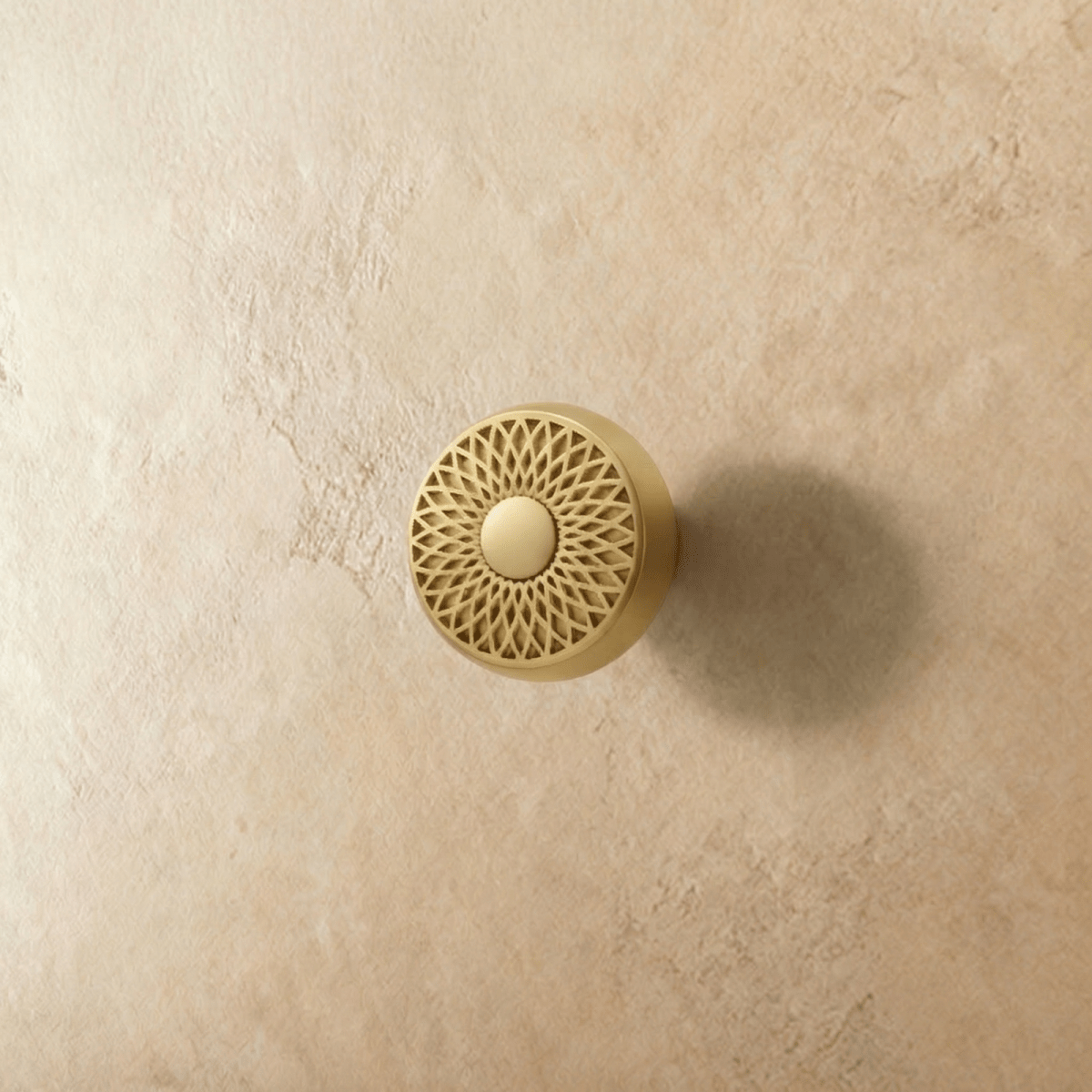 Lattice Brass Cabinet Knobs & Drawer Pulls, Modern Kitchen & Wardrobe Hardware, Polished Sunburst Pattern, Set of 2, 1.1-1.2in