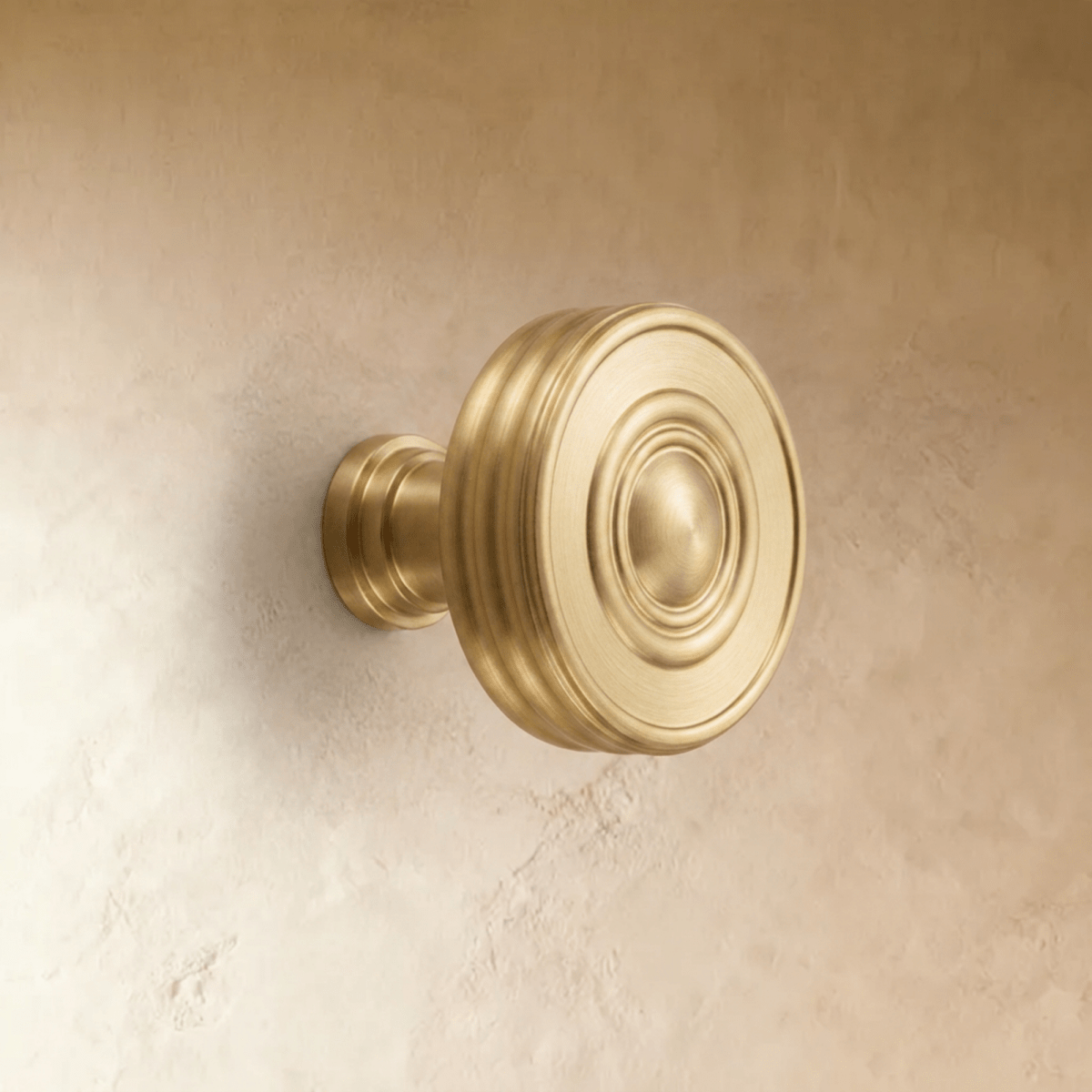Ribbed Brass Cabinet Knobs & Drawer Pulls, Classic Kitchen & Vanity Hardware, Concentric Detail, Set of 2, 1-12.5in