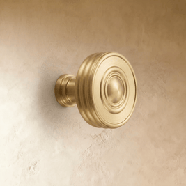 Ribbed Brass Cabinet Knobs & Drawer Pulls, Classic Kitchen & Vanity Hardware, Concentric Detail, Set of 2, 1-12.5in
