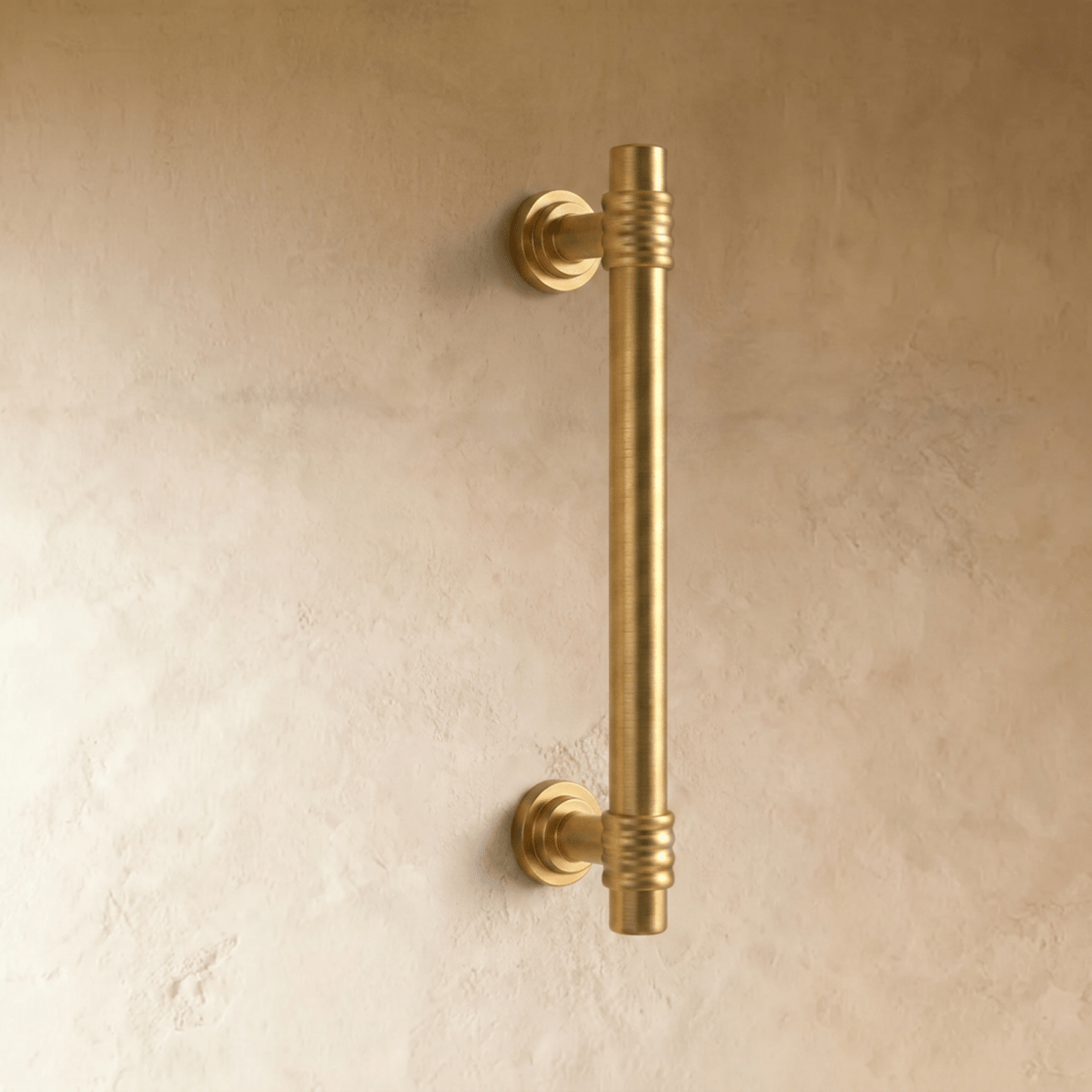 Ribbed Brass Cabinet Knobs & Drawer Pulls, Classic Kitchen & Vanity Hardware, Concentric Detail, Set of 2, 1-12.5in