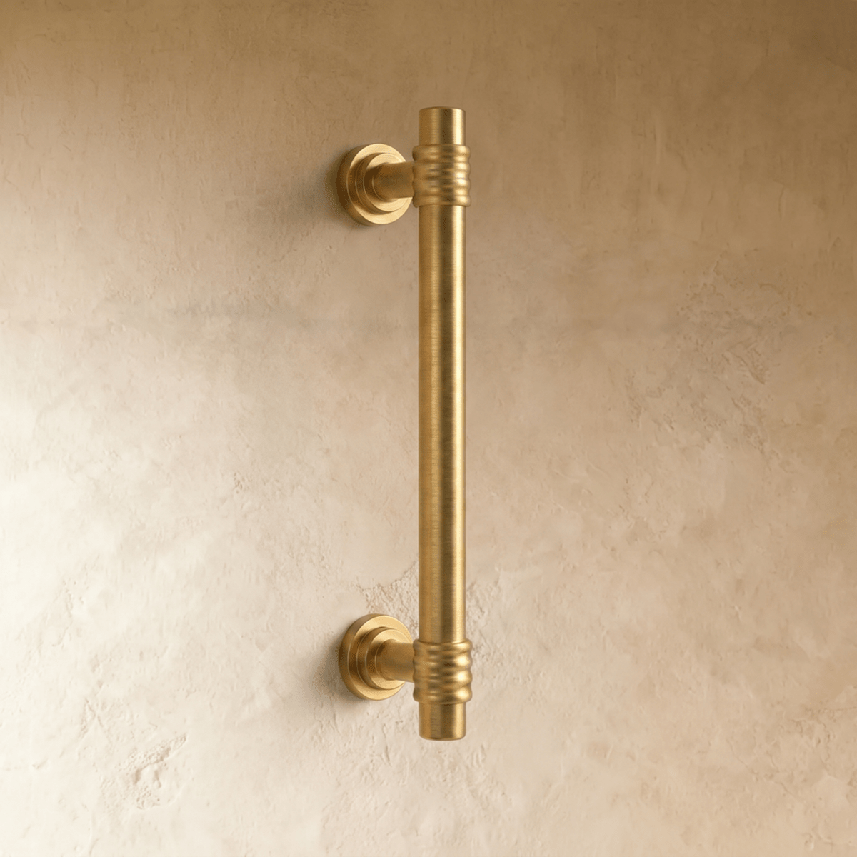 Ribbed Brass Cabinet Knobs & Drawer Pulls, Classic Kitchen & Vanity Hardware, Concentric Detail, Set of 2, 1-12.5in